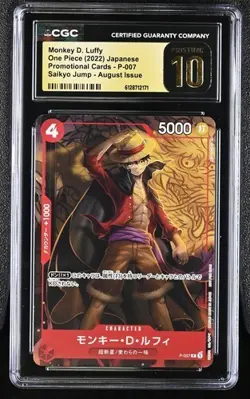 CGC 10 Pristine Monkey D. Luffy P-007 Tourn Pack Vol. 1 Promo 2022 Jpn One Piece - Image 1