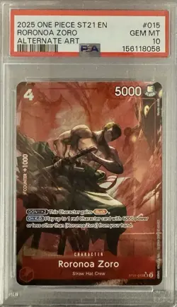 One Piece ST21-015 Roronoa Zoro Alt Art PSA 10 English Starter Deck 21 Alternate - Image 1