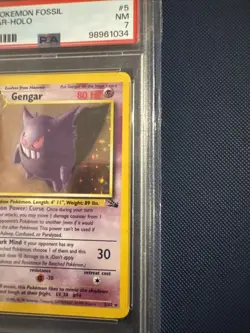 1999 Fossil Gengar Holo Rare Pokemon Card #5/62 Vintage PSA 7 NM - Image 3