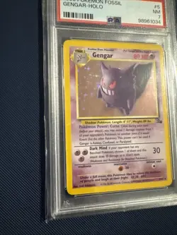 1999 Fossil Gengar Holo Rare Pokemon Card #5/62 Vintage PSA 7 NM - Image 5