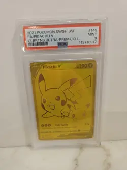 Pokemon TCG Pikachu V SWSH145 Celebrations Card PSA 9 Mint - Image 1