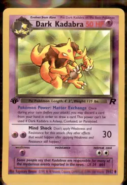 Dark Kadabra 39/82 1st Edition Team Rocket Vintage Pokemon Card - Image 1