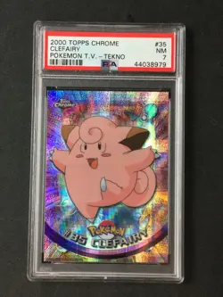 PSA 7 Pokemon TCG 2000 Topps Chrome Pokemon T.V. #35 Clefairy NM - Image 1