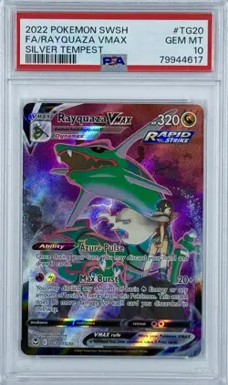 2022 Pokemon Sword Shield Silver Tempest #TG20 Full Art Rayquaza VMAX PSA 10 - Image 1