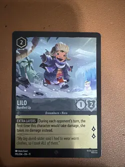 Disney Lorcana Winterspell Lilo - Bundled Up 195/204 Super Rare Foil - Image 1