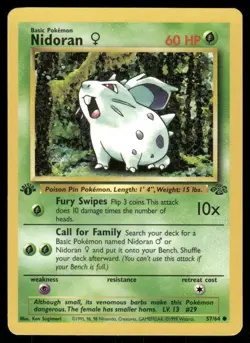Pokemon Cards Nidoran F 57/64 1st Edition Jungle Common LP WEEKLY AUCTIONS - Image 1