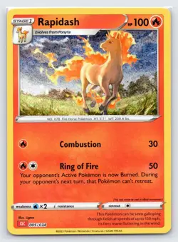 Rapidash 005/034 Holo Classic Collection Trading Card Game Classic Pokemon NM - Image 1
