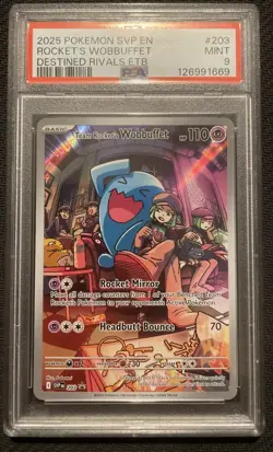 Team Rocket's Wobbuffet 203 Scarlet & Violet Promo Holo PSA 9 Pokemon Card - Image 1