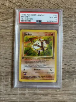 Mankey 1st Edition Jungle 55/64 PSA 10 Gem Mint Pokemon Card 1999 Vintage - Image 1