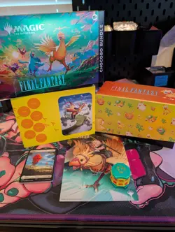 🐤 MTG Final Fantasy – Chocobo Bundle EMPTY BOX + Click Wheel Dice + 16 Basics🐤 - Image 1