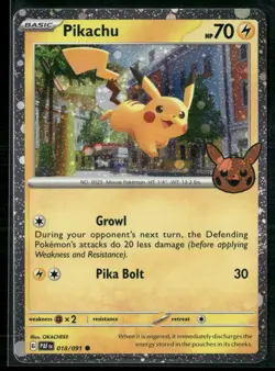 Pokemon - Pikachu 018/091 Cosmos Holo Trick or Trade NM - Image 1