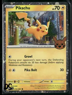 Pokemon - Pikachu 018/091 Cosmos Holo Trick or Trade LP+ SWIRL - Image 1
