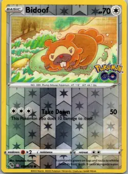 Bidoof 059/078 Common Pokemon GO Pokemon Reverse Holo Near Mint - Image 1