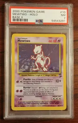 Mewtwo 2000 Pokemon Base 2 #10/130 NM PSA 7 Holo Rare - Image 1