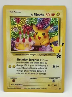 ______'s Pikachu 24/53 Celebrations: Classic Collection Holo Pokemon TCG LP - Image 1