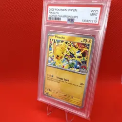 Pokemon TCG Pikachu 225 World Championships 2025 Promo PSA 9 English - Image 1