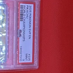 Pokemon TCG Pikachu 225 World Championships 2025 Promo PSA 9 English - Image 3