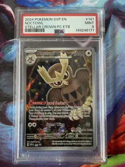 Pokemon SVP EN-SV Pokemon Center ETB Noctowl Promo Holo #141 PSA 9 - Image 1