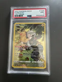 2022 POKEMON SWORD & SHIELD LOST ORIGIN #TG05 FULL ART/PIKACHU PSA 9 - Image 1