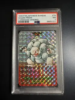 1996 Pokemon Japanese Bandai Carddass Vending Golem Red Prism #76 PSA 7 - Image 1