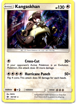 Pokemon TCG Kangaskhan 99/149 SM Base Set Holo Rare Near Mint - Image 1