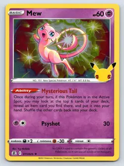 MEW 011/025 HOLO RARE CELEBRATIONS POKEMON HOLO MP - Image 1