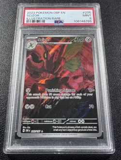 Pokemon Scizor Illustration Rare IR Full Art Holo 205/197 PSA 9 MINT Obsidian - Image 2
