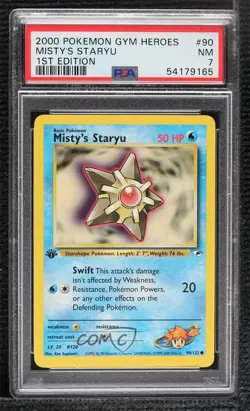 Misty's Staryu 1st Ed. Pokemon Gym Heroes PSA 7 2000 - Image 1