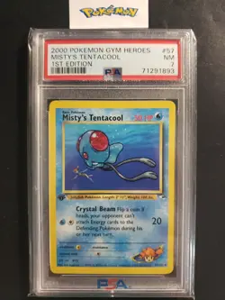 First Edition 2000 Pokemon Gym Heroes 57/132 Misty's Tentacool PSA NM 7 - Image 1