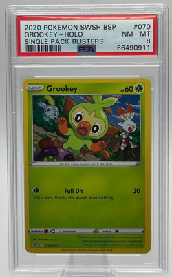 2020 POKEMON SWSH BLACK STAR PROMO #070 GROOKEY-HOLO PSA 8 NM-MT - Image 1