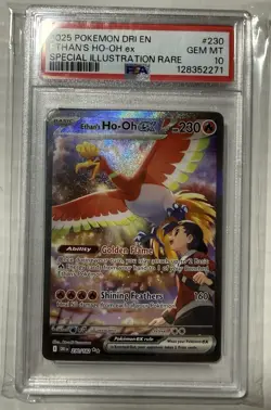 2025 Pokemon Destined Rivals Ethan's Ho-Oh ex SIR Rare 230/182 PSA 10 - Image 1