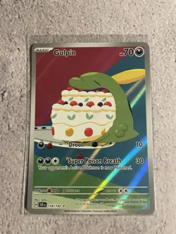 Pokemon TCG Gulpin 154/142 Sv07 Stellar Crown Illustration Rare Holo Basic 70HP - Image 3