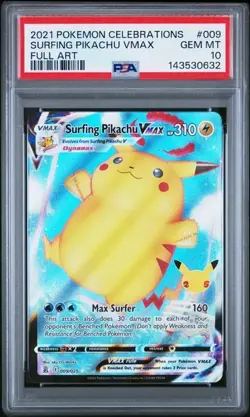 PSA 10 Gem Mint Surfing Pikachu Vmax 009/025 Celebrations Pokemon TCG - Image 1