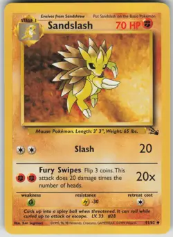 Pokemon TCG Sandslash Uncommon Fossil 41/62 - Image 1