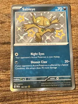 Sableye Shiny Rare SV: Paldean Fates 184/091 Pokemon Card Baby - Image 1