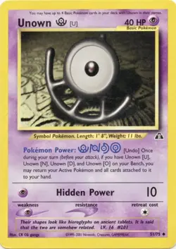 Unown [U] 51/75 Neo Discovery Pokemon 000612 VLP Card - Image 1