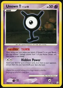 Unown (Y) 81/146 Uncommon Legends Awakened Pokemon Card - Image 1