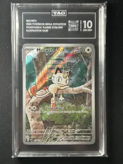 Pokemon TCG Meowth Phantasmal Flames 106/094 TAG 10 Gem MINT - Image 1