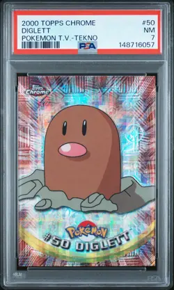 2000 TOPPS CHROME POKEMON T.V. TEKNO #50 DIGLETT PSA 7 - Image 1