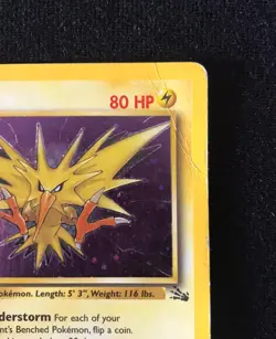 Pokemon TCG Rare Holo Zapdos Fossil 15/62 HP Condition WOTC 4th Print 1999-2000 - Image 4