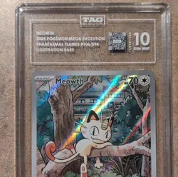 Pokemon Meowth Phantasmal Flames Illustration Rare TAG Graded 10 #106/094 2025 - Image 1