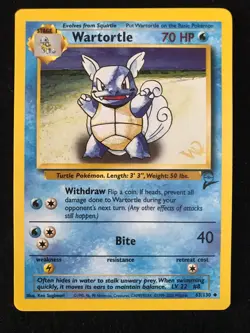 Pokemon TCG Wartortle Gold W Stamp 63/130 Base Set 2 NM Condition WOTC 2000 - Image 1