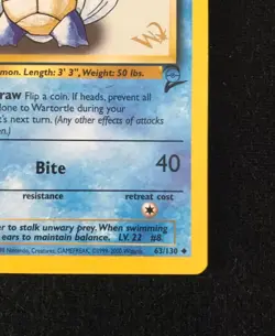 Pokemon TCG Wartortle Gold W Stamp 63/130 Base Set 2 NM Condition WOTC 2000 - Image 4