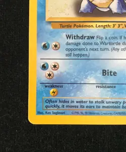 Pokemon TCG Wartortle Gold W Stamp 63/130 Base Set 2 NM Condition WOTC 2000 - Image 5