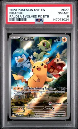 2023 POKEMON SVP EN-SV BLACK STAR PROMO #027 PIKACHU PSA 8 - Image 1