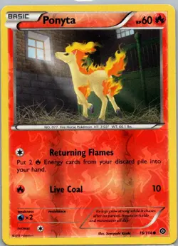Pokemon TCG Ponyta 16/114 Steam Siege Rev Holo LP - Image 1