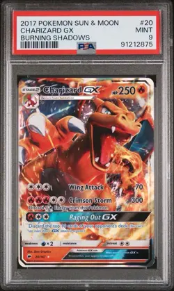 2017 Pokemon Sun & Moon Burning Shadows Charizard GX PSA 9 MINT #20 - Image 1