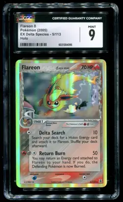 CGC 9 Flareon Holo Rare EX Delta Species 2005 Pokemon Card #5 - Image 1