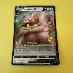 Pokemon Fusion Strike GREEDENT V Ultra Rare Single Card 217/264 - Image 1