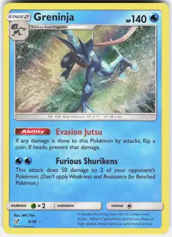 Greninja 9/18 Ultra Rare Detective Pikachu Pokemon Holo MP - Image 1